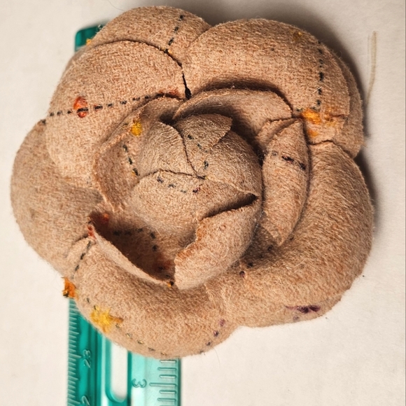 Cloth Rose Brooch &/or Clip ☆Stitching Design Yellow & Orange - Picture 9 of 10